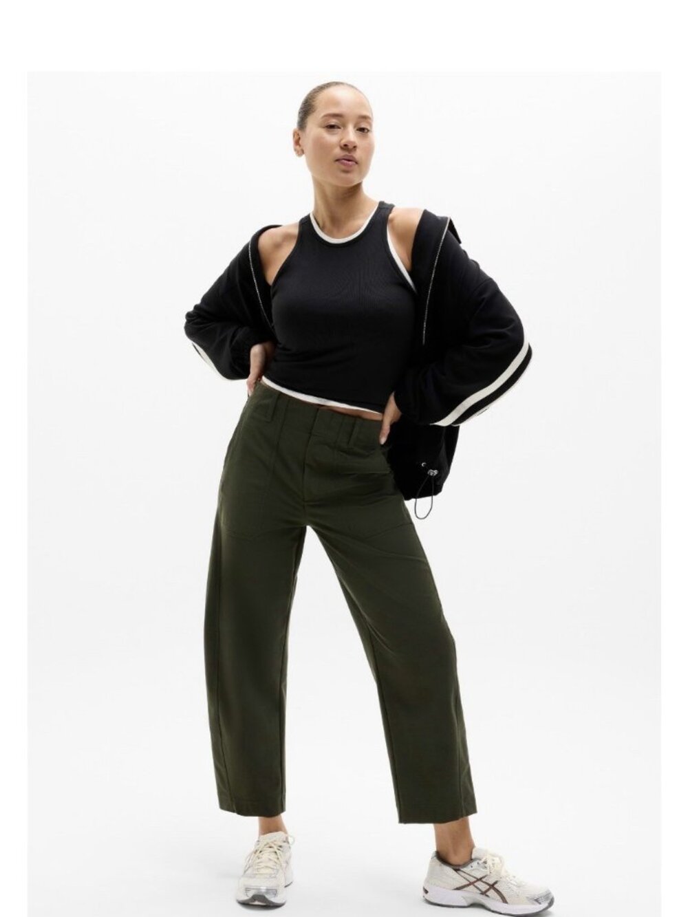 New Athleta 6P Skyline High Rise Utility Barrel Pant Aspen Olive 6 Petite